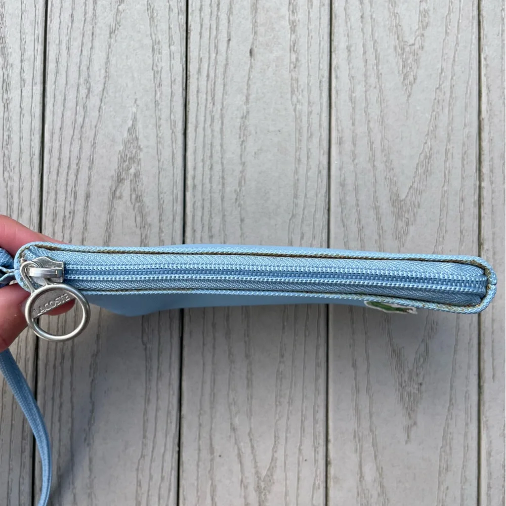 Lacoste Baby Blue Zip Clutch Wristlet Bag Purse Pouch Wallet - Picture 6 of 9